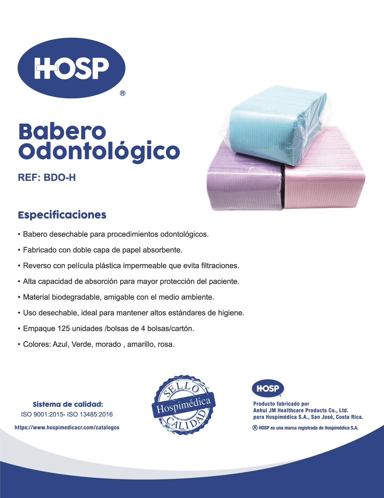 Catálogo Babero Odontológico HOSP